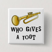 Trumpet Toot Vierkante Button 5,1 Cm (Voorkant)