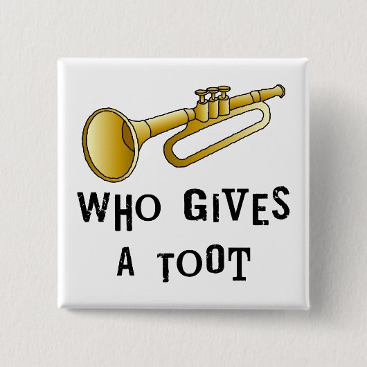 Trumpet Toot Vierkante Button 5,1 Cm (Voorkant)