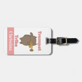 Trumpet Tribe Brown Cat Pink Personalize Bagagelabel (Voorkant horizontaal)