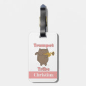 Trumpet Tribe Brown Cat Pink Personalize Bagagelabel (Achterkant verticaal)