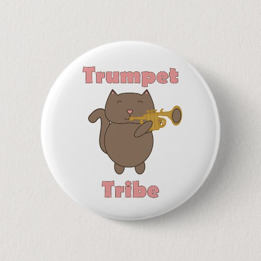 Trumpet Tribe Cat Funny Pink Ronde Button 5,7 Cm (Voorkant)
