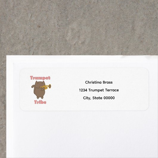 Trumpet Tribe Cat Personalize Return Address Etiket