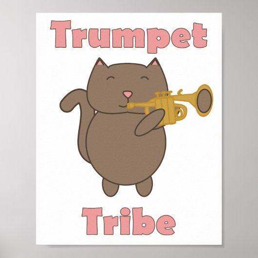 Trumpet Tribe Cute Cat Music Poster (Voorkant)