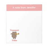 Trumpet Tribe Cute Cat Pink Personalize Notitieblok (Voorkant)