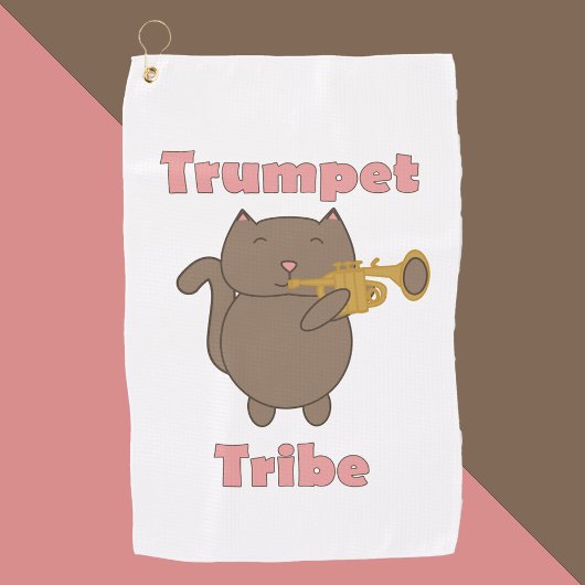 Trumpet Tribe Kawaii Cat Pink Golfhanddoek