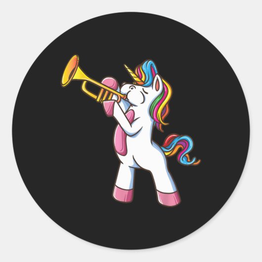 Trumpet Unicorn Marching Band And Jazz Player Gift Ronde Sticker (Voorkant)