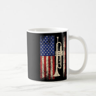 Trumpet USA Amerikaanse Vlag Shirt Jazz Muziek Vin Koffiemok
