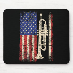 Trumpet USA Amerikaanse Vlag Shirt Jazz Muziek Vin Muismat