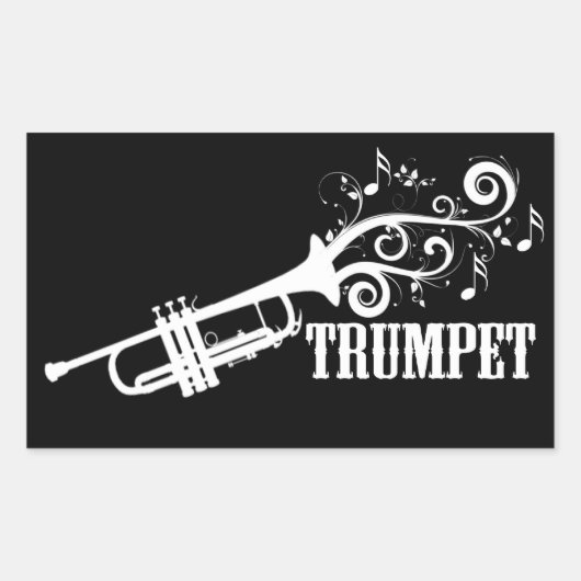 Trumpet Vector met wervelingen Rechthoekige Sticker (Voorkant)