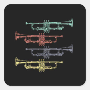 Trumpet  vierkante sticker
