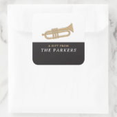 TRUMPET VIERKANTE STICKER (Tas)