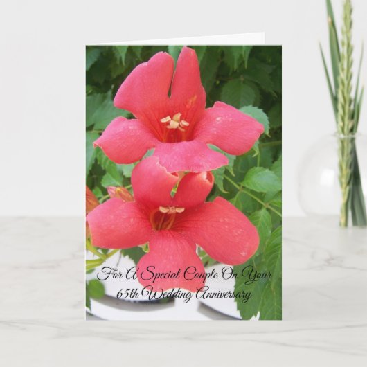 Trumpet Vine Personalized 65th Wedding Jubileum Kaart (Voorkant)