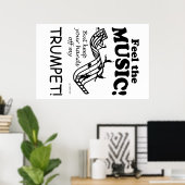 Trumpet voelt de muziek poster (Thuiskantoor)