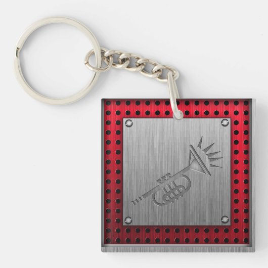 Trumpet voor geborsteld metaal sleutelhanger (Voorkant)