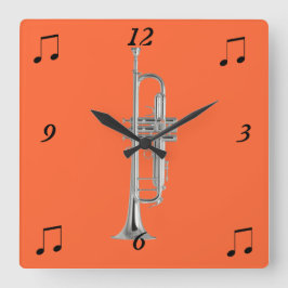 Trumpet-wandklok Vierkante Klok