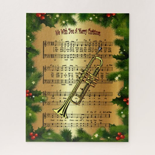 Trumpet ~ "Wij wensen u een prettige kerstdag" ~ Legpuzzel (Verticaal)