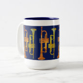 Trumpet Wrap op marine Tweekleurige Koffiemok (Voorkant links)