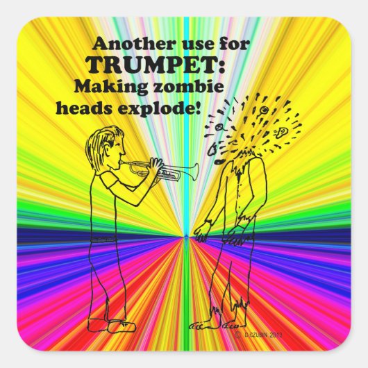 Trumpet Zombie Explode Square Sticker (Voorkant)