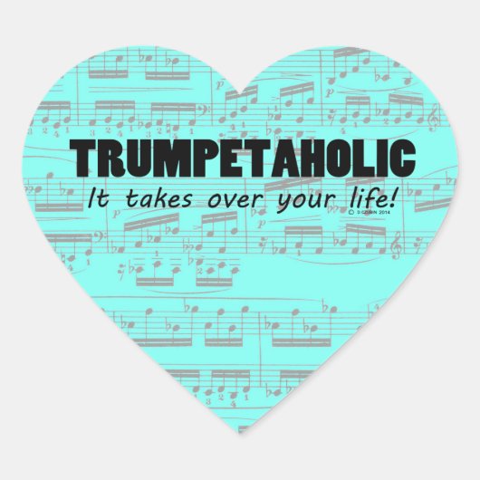 Trumpetaholic Life Heart Sticker (Voorkant)