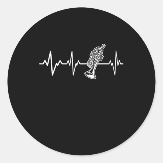 Trumpeter-cadeauidee voor Trumpet-hartslag Ronde Sticker (Voorkant)