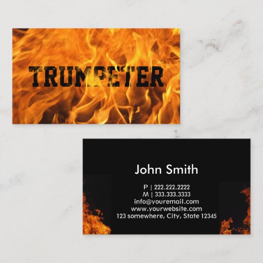 Trumpeter Creative Flaming Fire Typografie Visitekaartje (Voorkant / Achterkant)