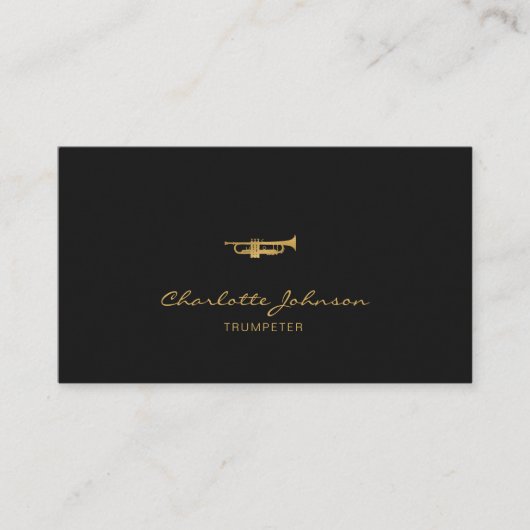 Trumpeter Gold Professionele Muzikant Elegant Visitekaartje (Voorkant)