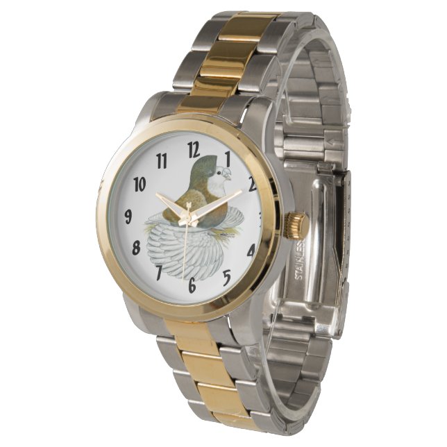 Trumpeter Pigeon AOC Baldhead Horloge (Gekanteld)