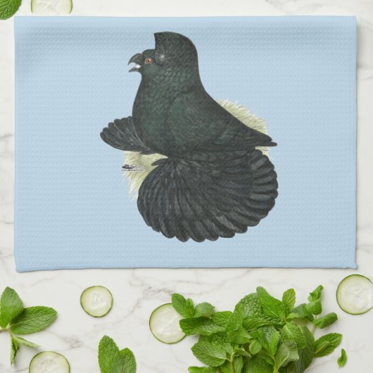 Trumpeter Pigeon Black Theedoek (Gevouwen)
