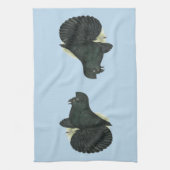 Trumpeter Pigeon Black Theedoek (Verticaal)