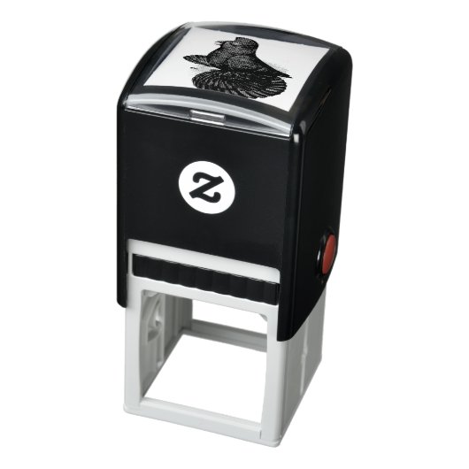 Trumpeter Pigeon Black Zelfinktende Stempel (Product)