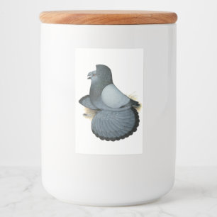 Trumpeter Pigeon Blue Barless Voedselcontainer Etiket
