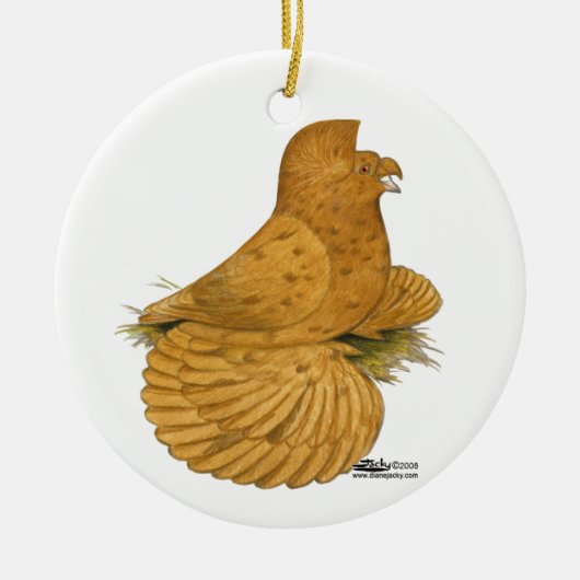 Trumpeter Pigeon Deroy Keramisch Ornament (Voorkant)
