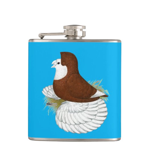 Trumpeter Pigeon Red Baldhead Heupfles (Voorkant)