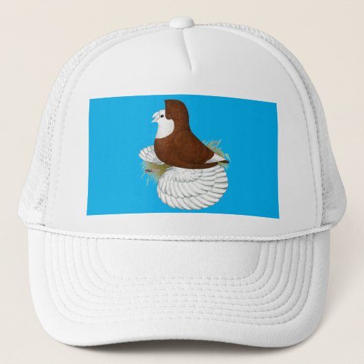 Trumpeter Pigeon Red Baldhead Trucker Pet (Voorkant)