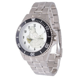 Trumpeter Pigeon White Horloge