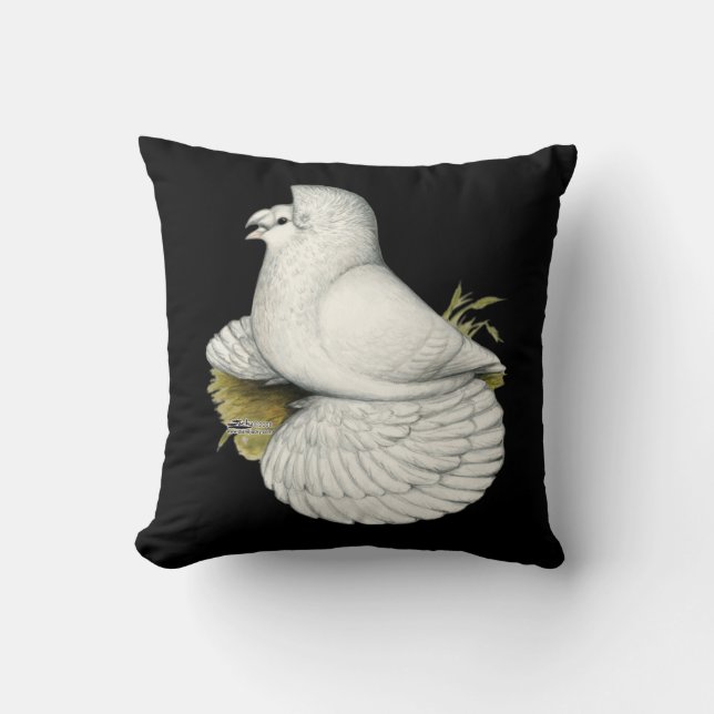 Trumpeter Pigeon White Kussen (Voorkant)