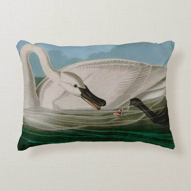 Trumpeter Swan Birds of America Audubon Print Accent Kussen (Voorkant)