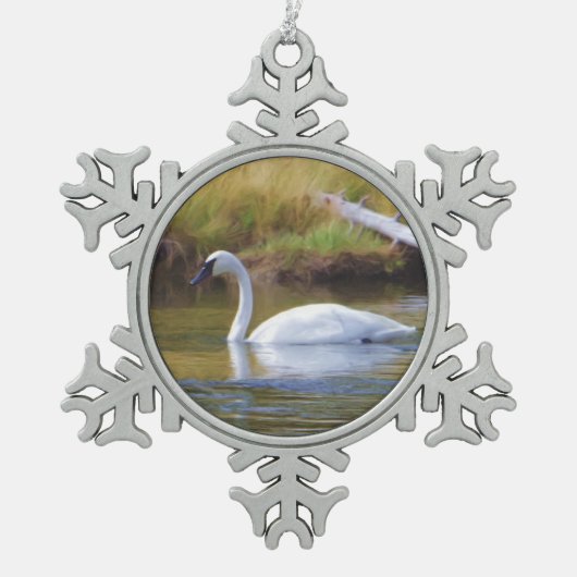 Trumpeter Swan Tin Sneeuwvlok Ornament (Voorkant)
