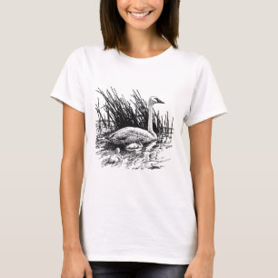 Trumpeter Swans Illustration (lijnkunst) T-shirt