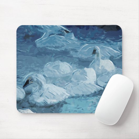 Trumpeter-swans in de winter - Abstract indrukwekk Muismat (Met muis)