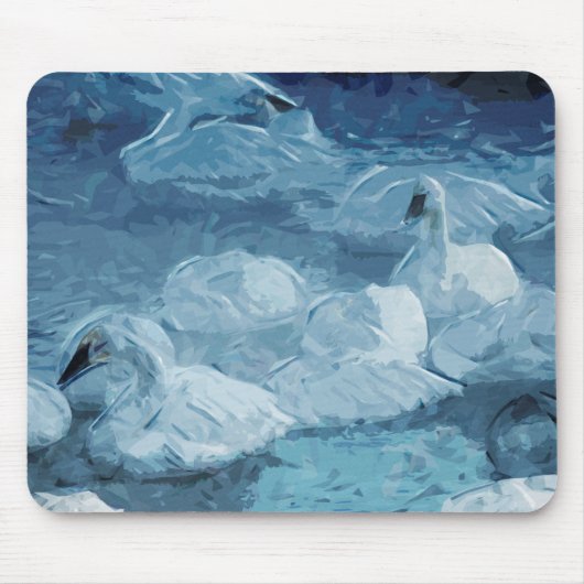 Trumpeter-swans in de winter - Abstract indrukwekk Muismat (Voorkant)