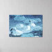 Trumpeter Swans in Morning Fog Abstract Canvas Afdruk (Voorkant)