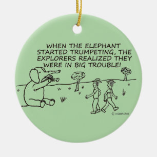 Trumpeting Elephant Keramisch Ornament