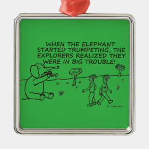 Trumpeting Elephant Metalen Ornament