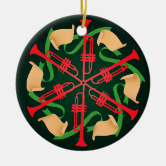 Trumpets en linten keramisch ornament