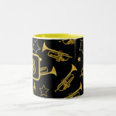 Trumpets en sterren Monogram Tweekleurige Koffiemok (Center)