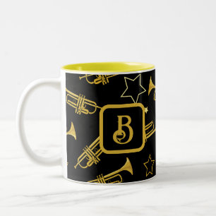 Trumpets en sterren Monogram Tweekleurige Koffiemok