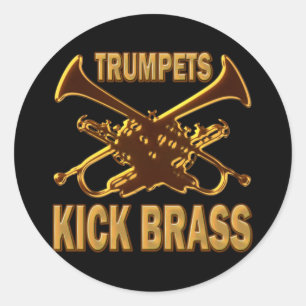 TRUMPETS KICK BRASS RONDE STICKER