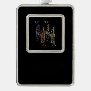 Trumpets  verzilverd omlijst ornament