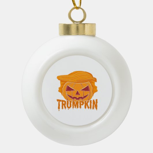 Trumpkin Classic – Pumpkin President Stijl Keramische Bal Ornament (Voorkant)